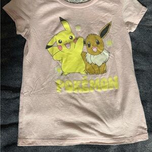 Pokemon Kids Light Pink Tee with Pikachu and Eevee